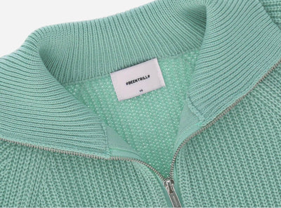 men-women-essential-soft-comfortable-crop-fit-half-zip-sweater-tops-mint-black