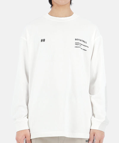 Gradation Hashtag Oversized Long Sleeves T-Shirts