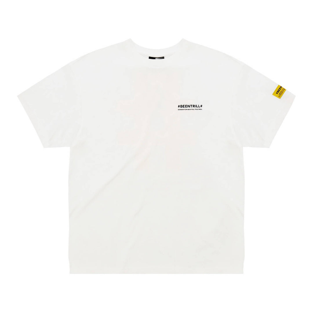 [BEENTRILL]★NEW HASHTAG LONG T-SHIRT Men's & Women's Green Taping Hashtag Oversized T-Shirt