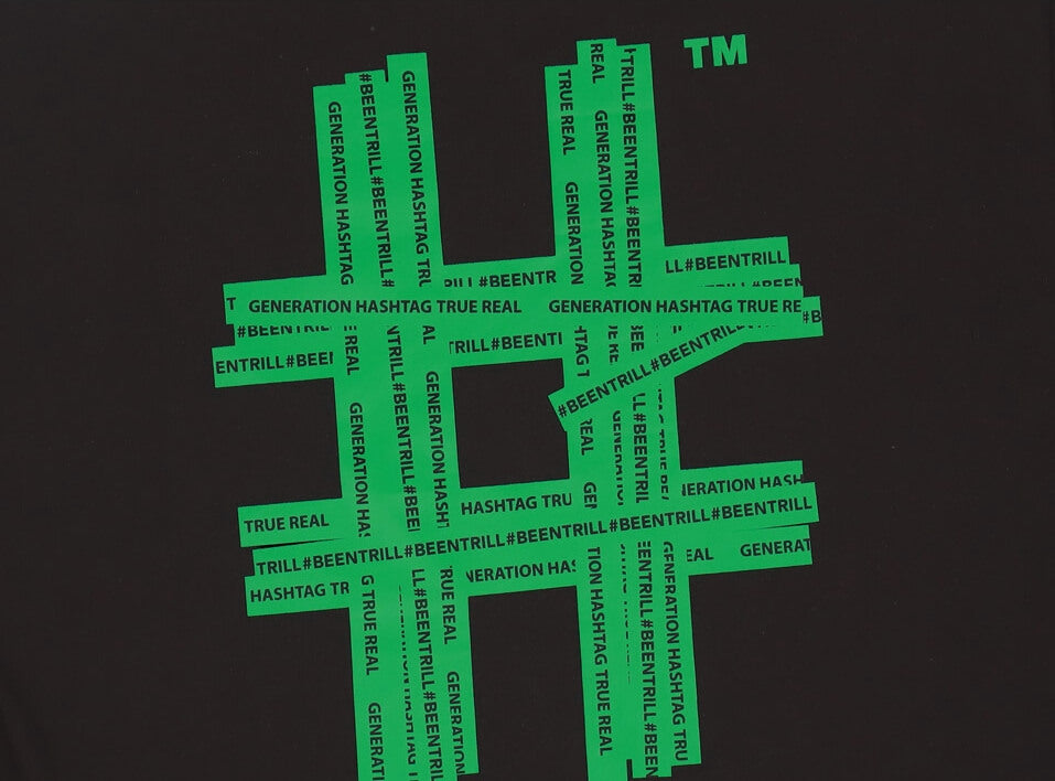 Men's & Women's Green Taping Hashtag Oversized T-Shirt | BEENTRILL