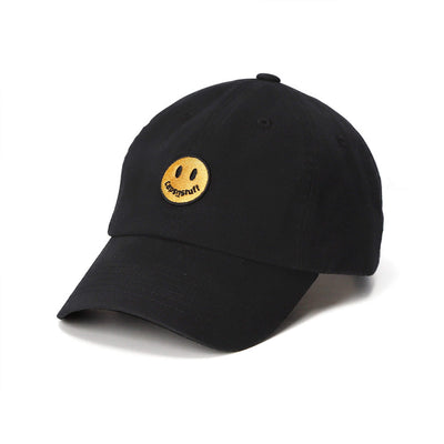 men_women_yellow_smile_face_cotton_hat_baseball_cap_black