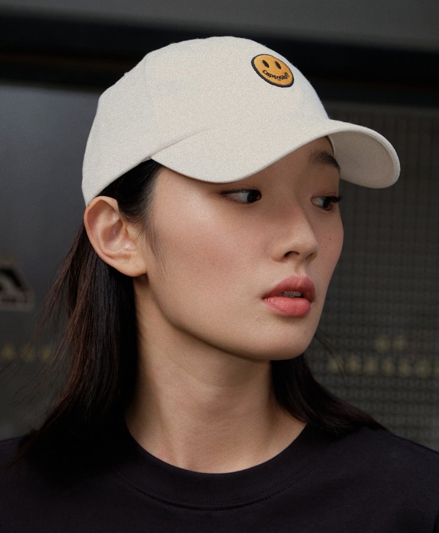 men_women_yellow_smile_face_cotton_hat_baseball_cap_white