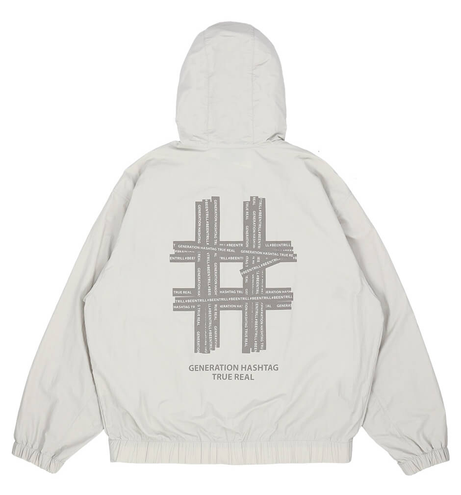 Men Women Reflective Hashtag Oversized Windbreaker Jacket BEENTRILL VINVERSE